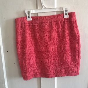 Coral mini pencil skirt